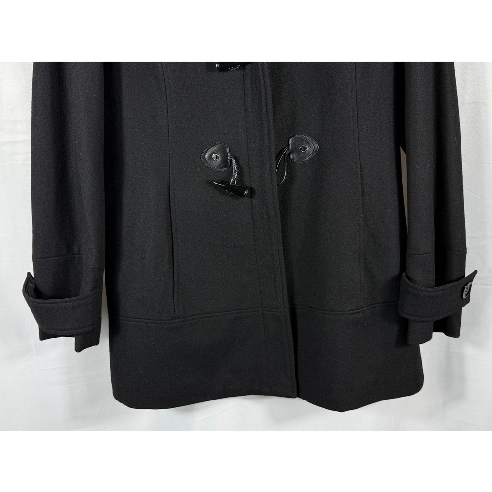 Calvin Klein Womens Black Wool Blend Hooded Toggle Coat Jacket XS - Picture 3 of 12